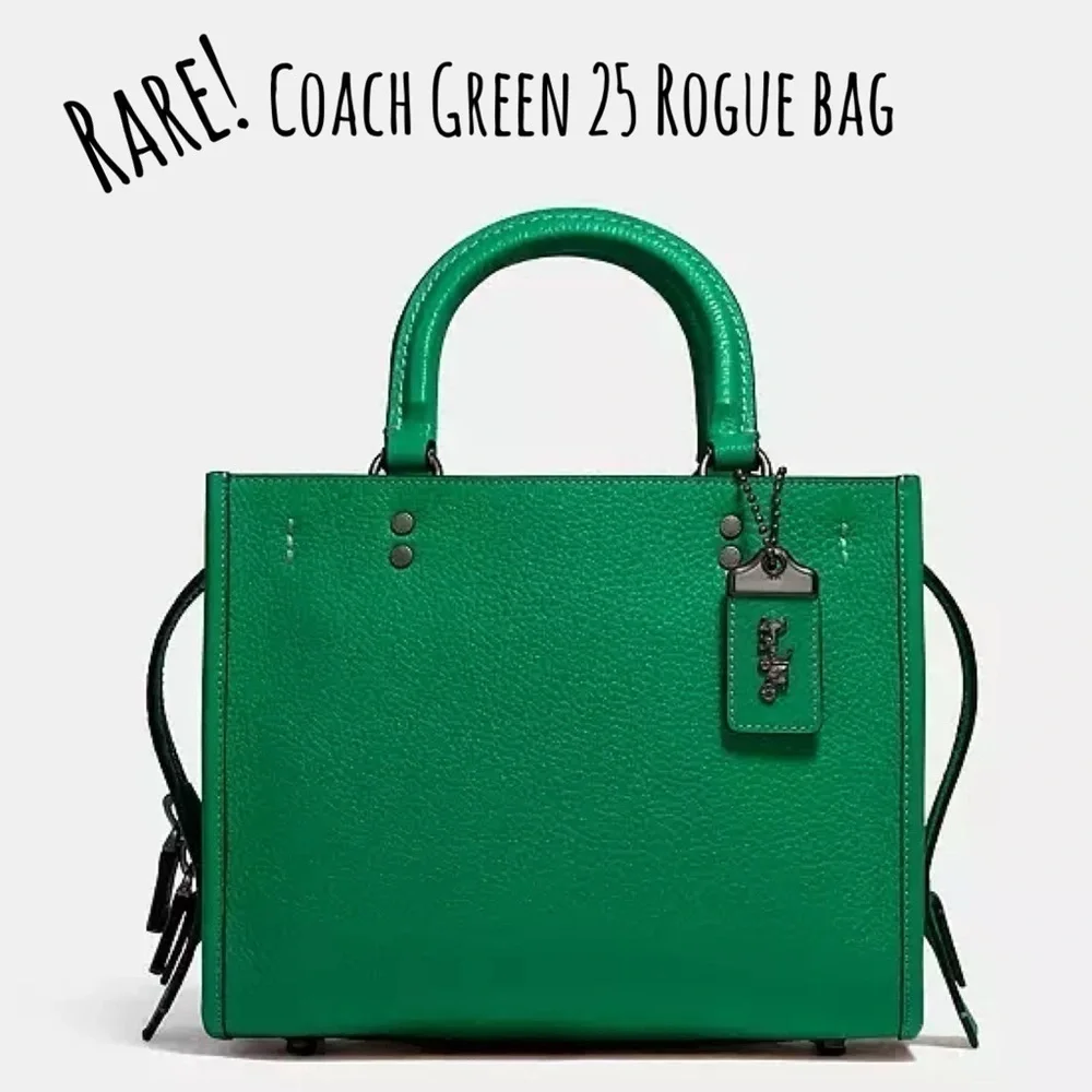 Coach Green Grass 25 Rare Glovetanned Leather Rogue Bag